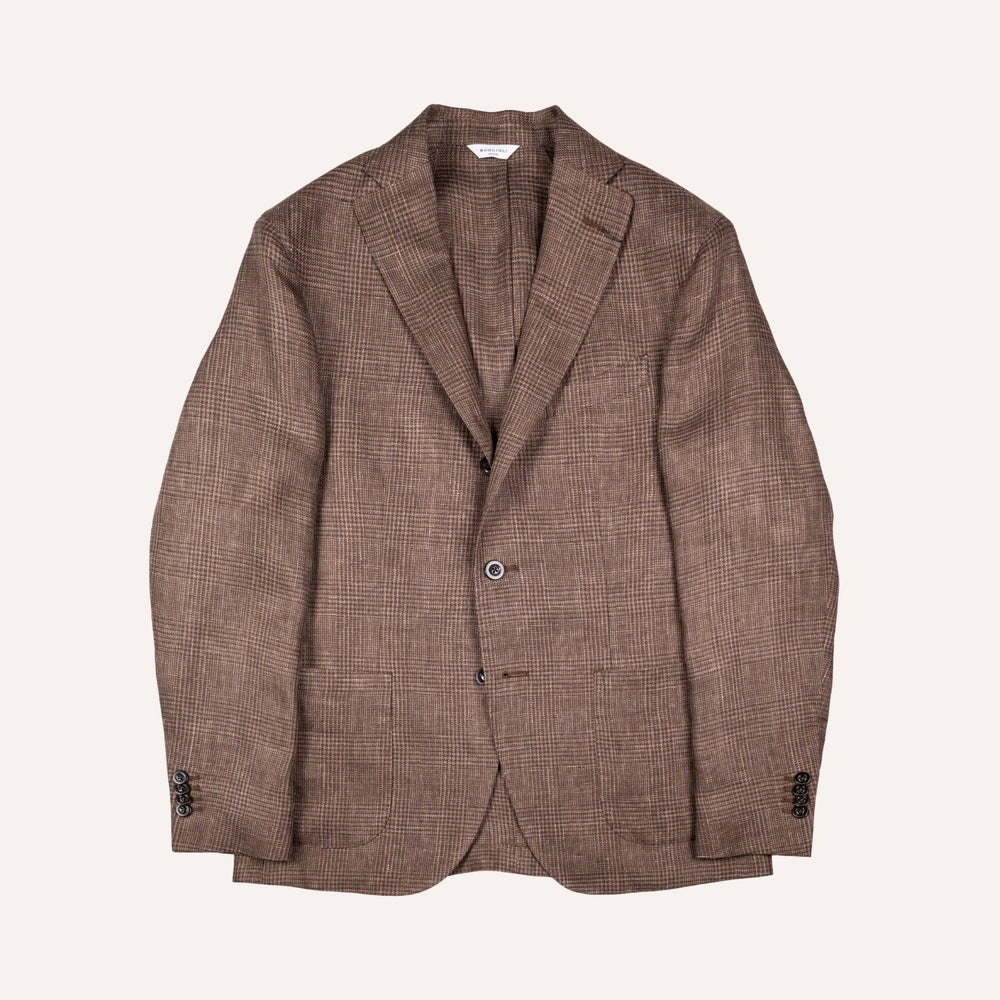 Brown Glencheck Linen Blazer