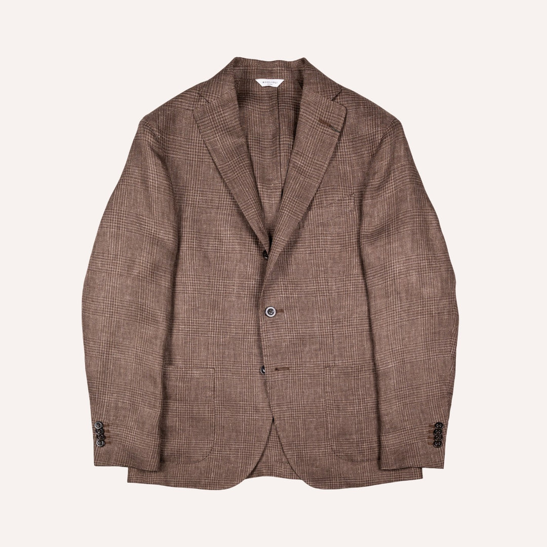 Brown Glencheck Linen Blazer