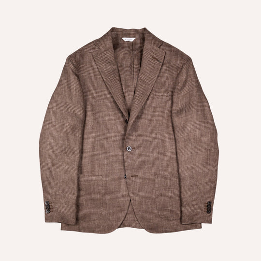 Brown Glencheck Linen Blazer