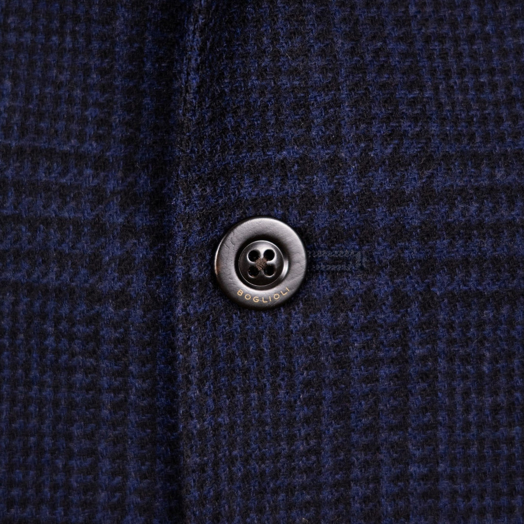 Navy Glencheck Wool Cashmere Blazer