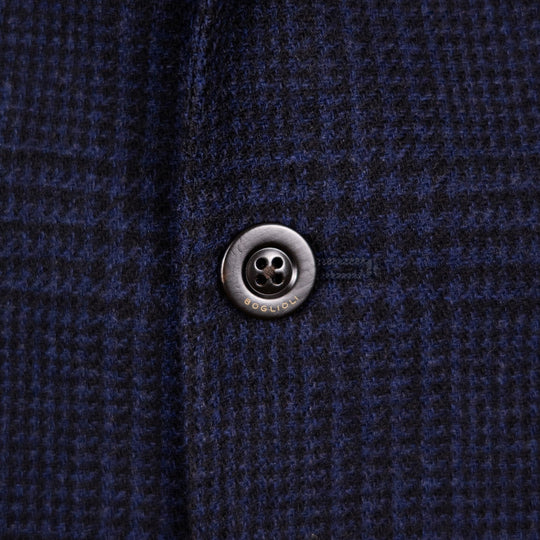 Navy Glencheck Wool Cashmere Blazer