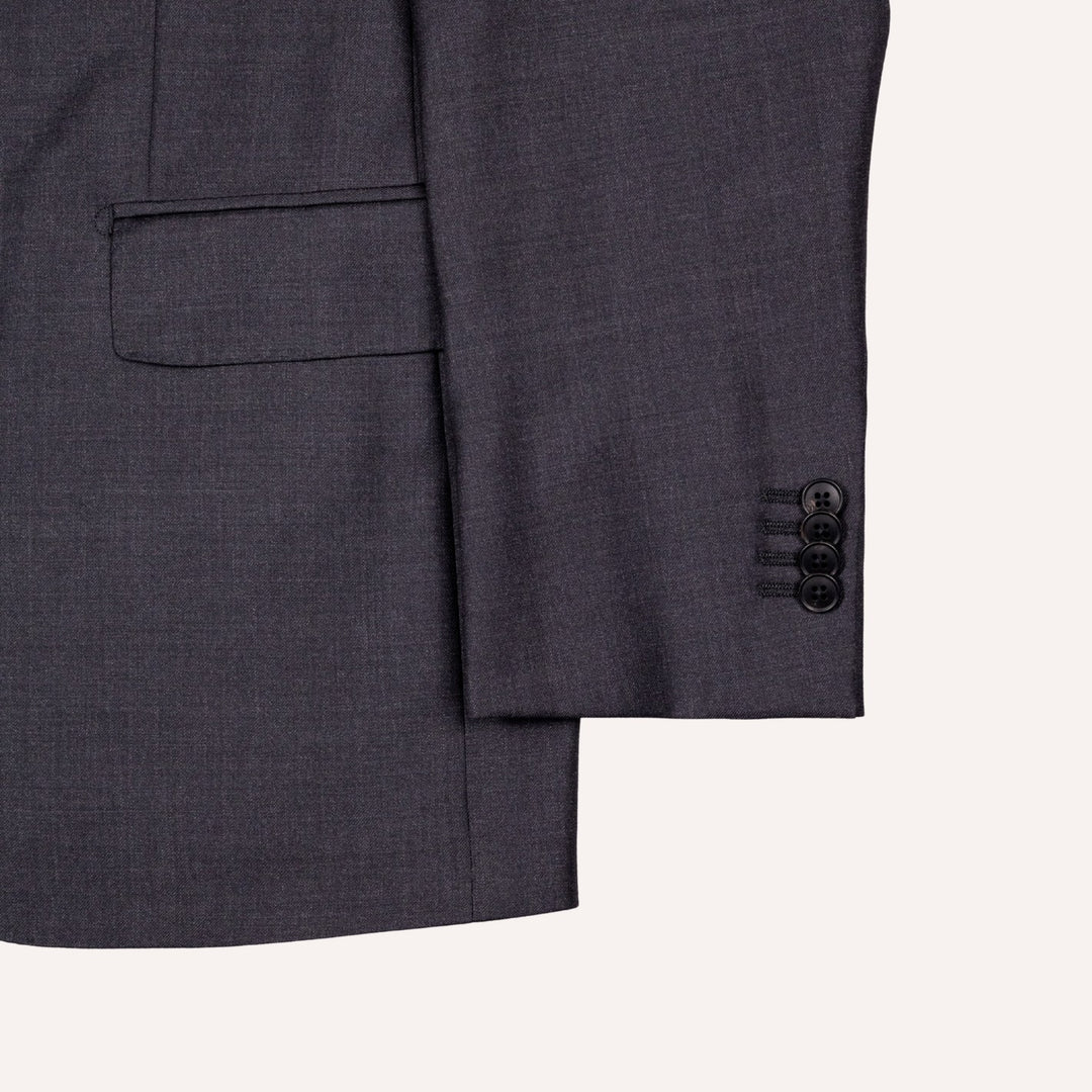 Charcoal Grey S120 Twill Wool Suit - Black Line