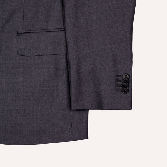 Charcoal Grey S120 Twill Wool Suit - Black Line