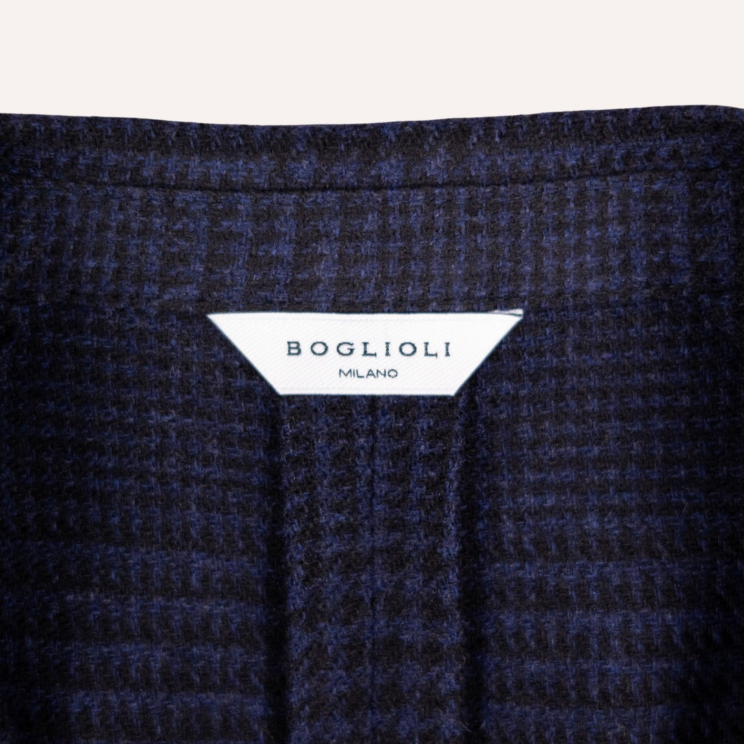 Navy Glencheck Wool Cashmere Blazer