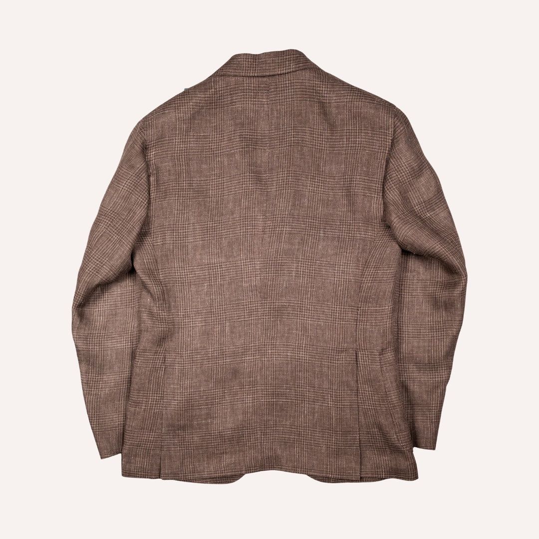 Brown Glencheck Linen Blazer