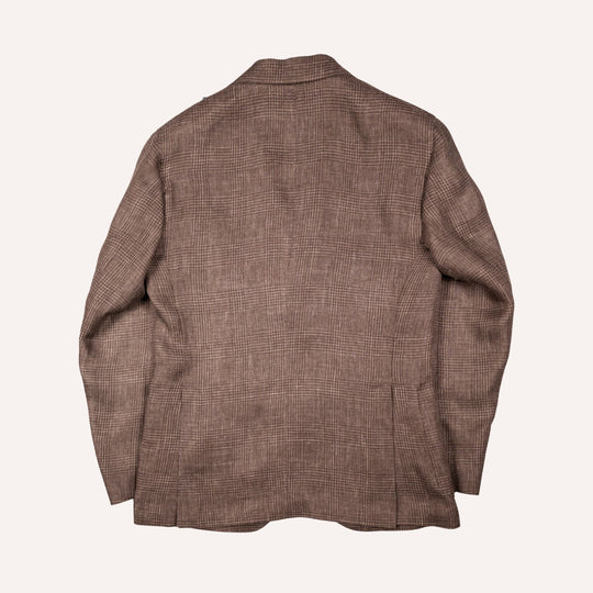 Brown Glencheck Linen Blazer