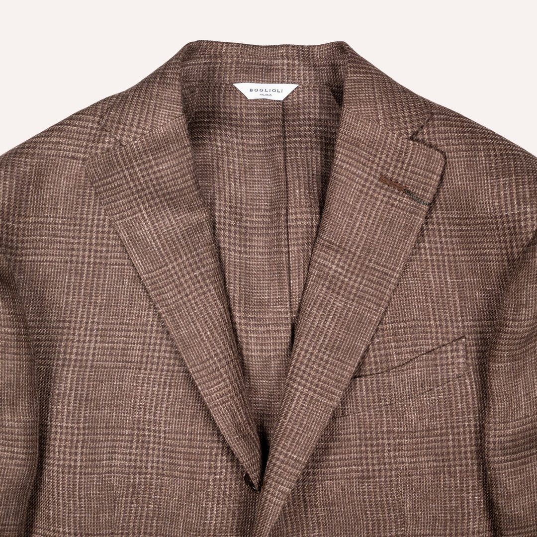 Brown Glencheck Linen Blazer