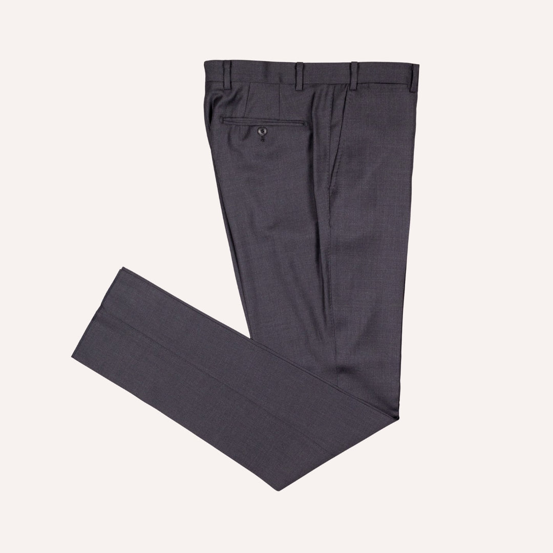 Charcoal Grey S120 Twill Wool Suit - Black Line