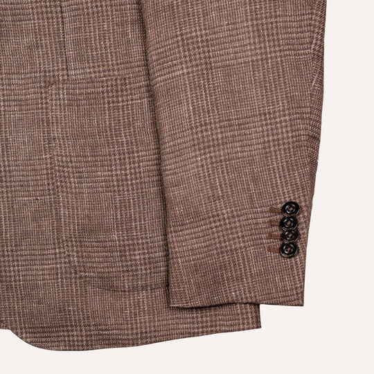 Brown Glencheck Linen Blazer