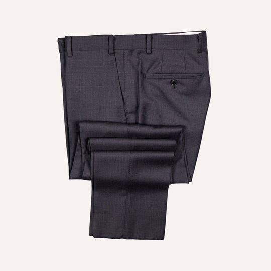 Charcoal Grey S120 Twill Wool Suit - Black Line