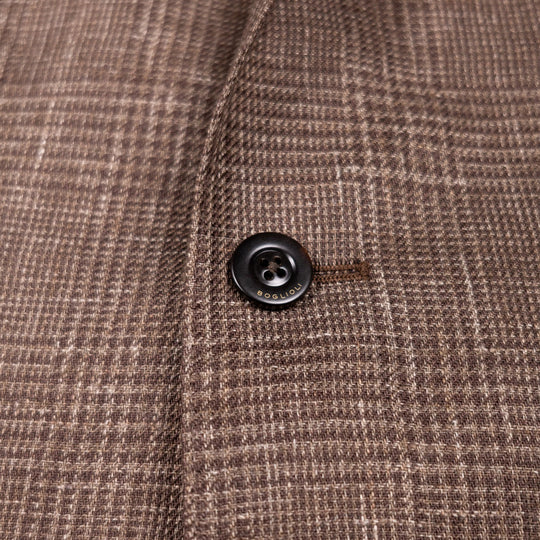 Brown Glencheck Linen Blazer