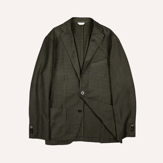 Navy & Green Houndstooth Wool Blazer