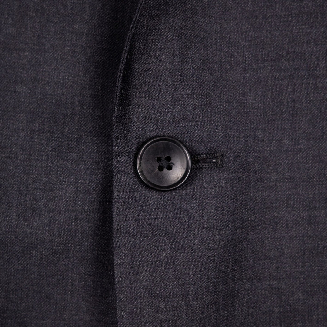 Charcoal Grey S120 Twill Wool Suit - Black Line