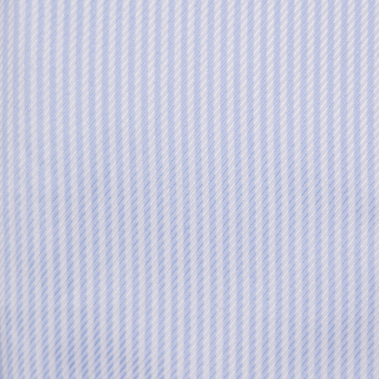 Light Blue & White Striped Semi Cutaway Cotton Twill Shirt
