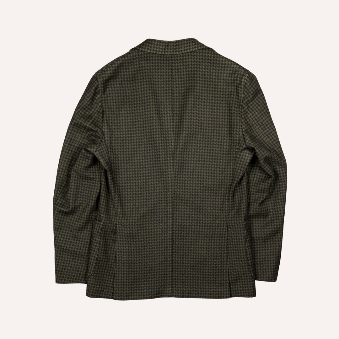 Navy & Green Houndstooth Wool Blazer
