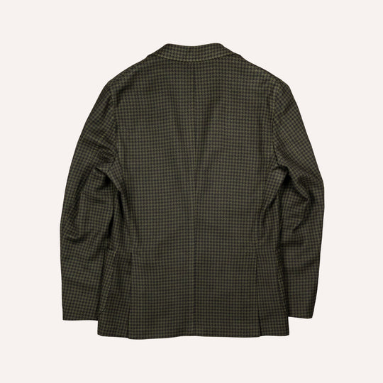 Navy & Green Houndstooth Wool Blazer