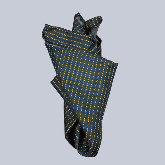 Forrest Green Gold & Blue Chain Pattern Pocket Square