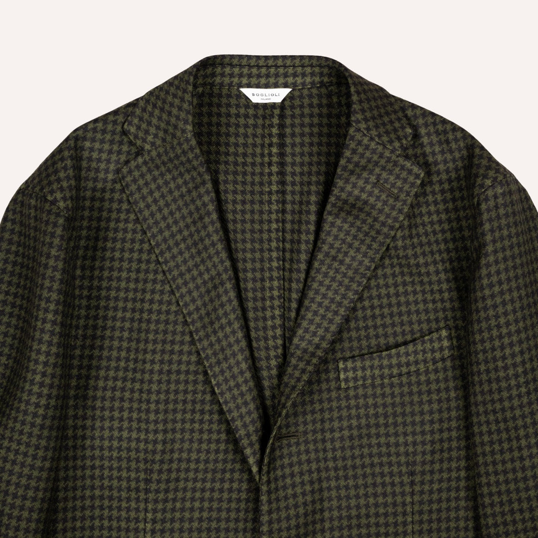 Navy & Green Houndstooth Wool Blazer