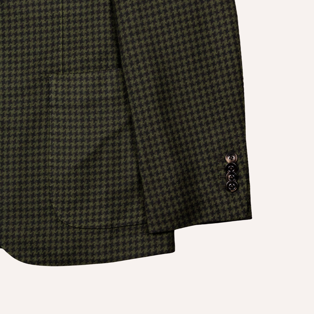 Navy & Green Houndstooth Wool Blazer