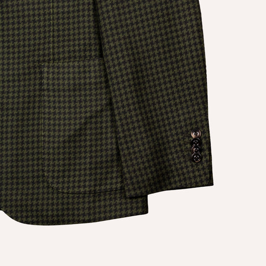 Navy & Green Houndstooth Wool Blazer