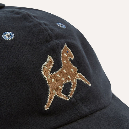 Dark Navy Horse Applique Moleskin Baseball Cap
