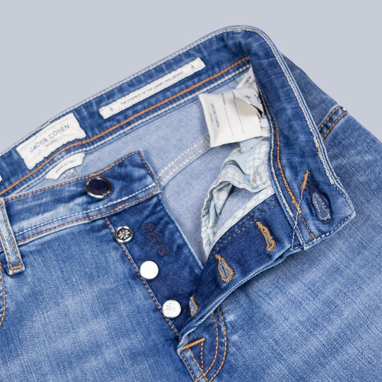 Mid Blue Wash Denim Slim Fit Jeans