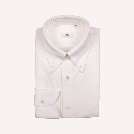 White Brushed Heavy Oxford Button Down Shirt - Tailored Fit
