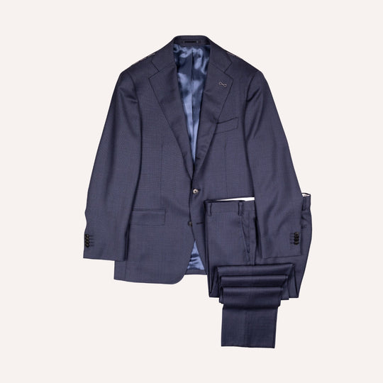Dark Slate Blue S120 Birdseye Wool Suit - Black Line