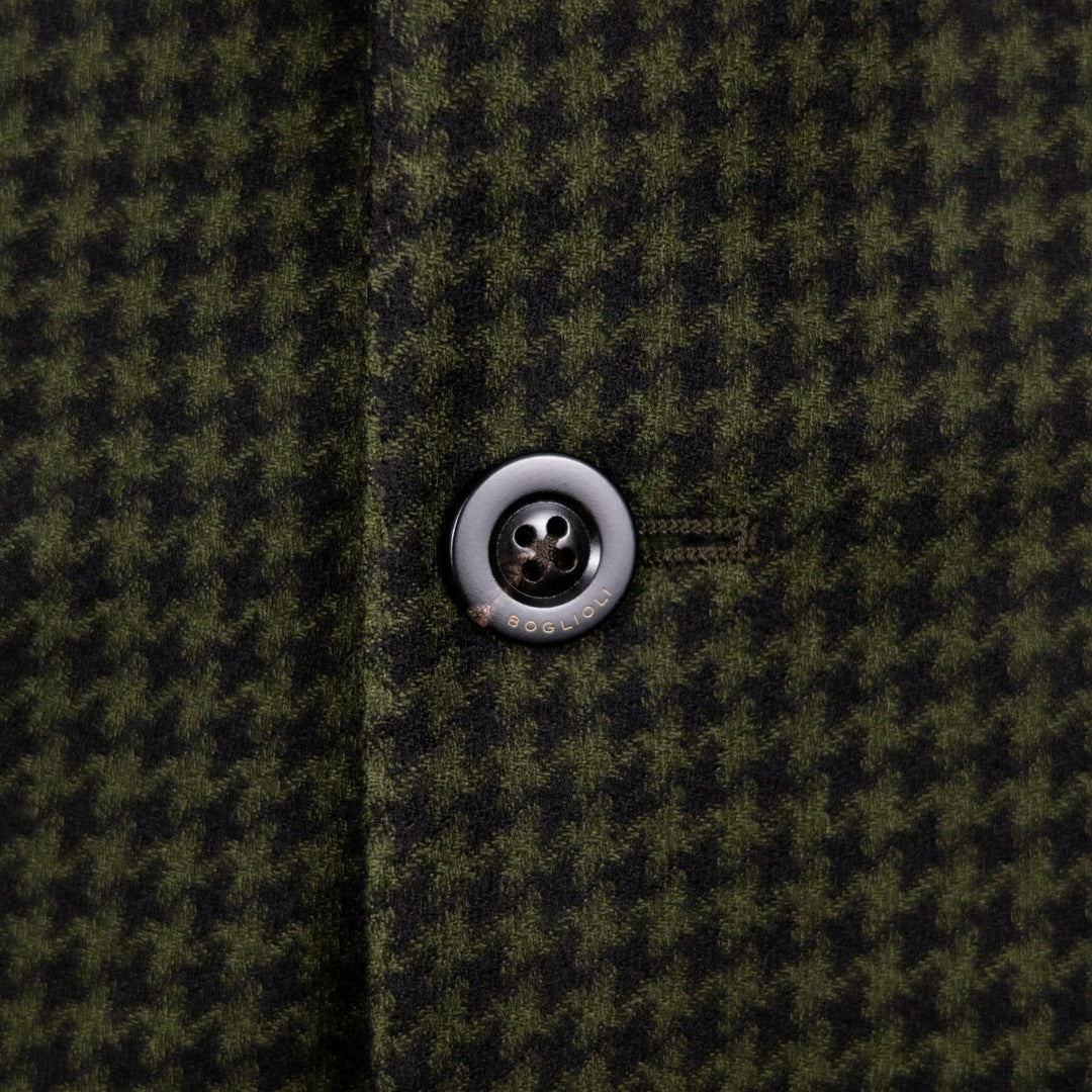 Navy & Green Houndstooth Wool Blazer