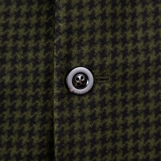 Navy & Green Houndstooth Wool Blazer