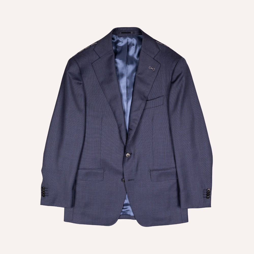 Dark Slate Blue S120 Birdseye Wool Suit - Black Line