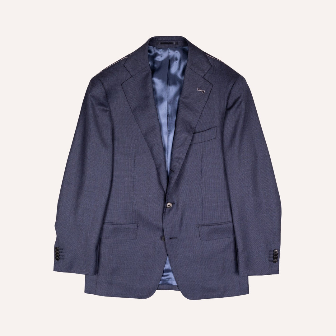 Dark Slate Blue S120 Birdseye Wool Suit - Black Line