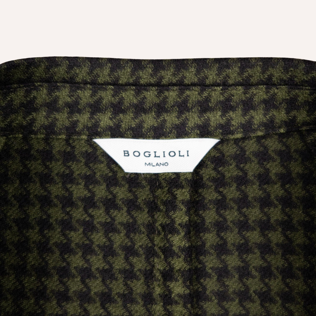Navy & Green Houndstooth Wool Blazer