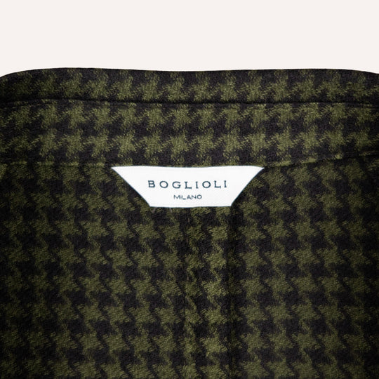 Navy & Green Houndstooth Wool Blazer