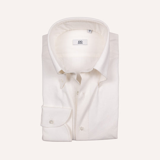 White Brushed Heavy Oxford Button Down Shirt - Tailored Fit