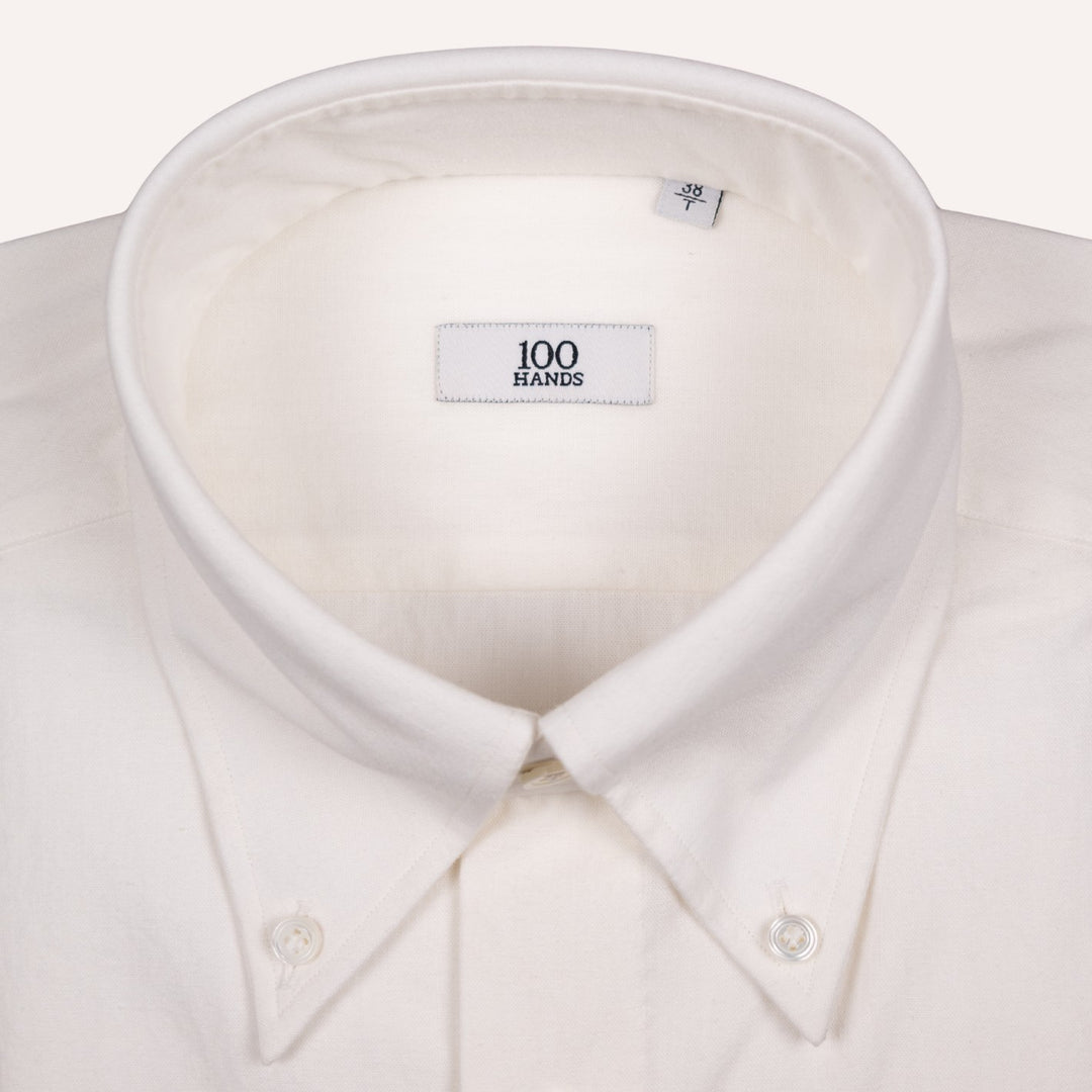 White Brushed Heavy Oxford Button Down Shirt - Tailored Fit