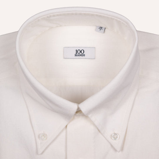 White Brushed Heavy Oxford Button Down Shirt - Tailored Fit