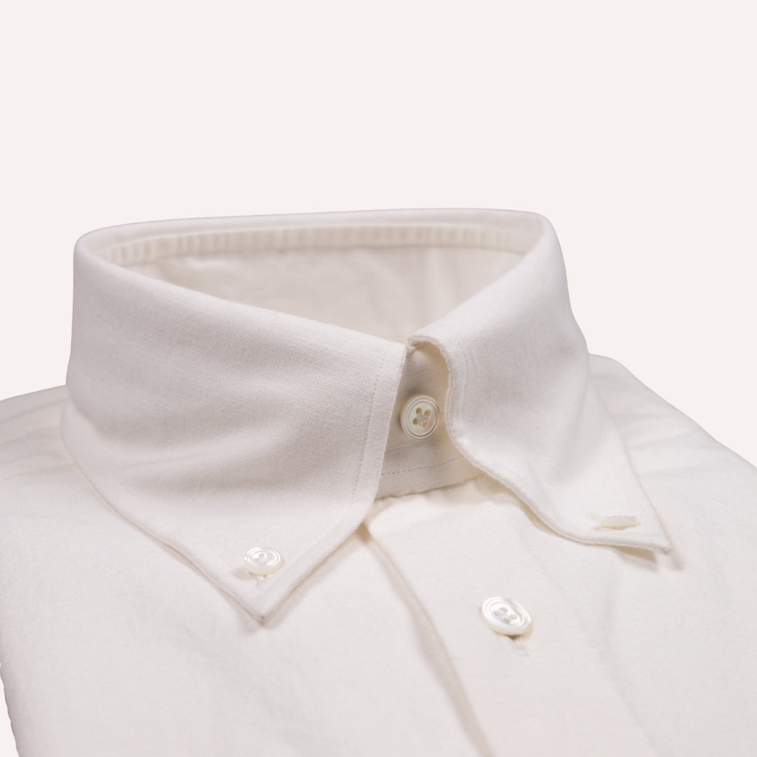 White Brushed Heavy Oxford Button Down Shirt - Tailored Fit