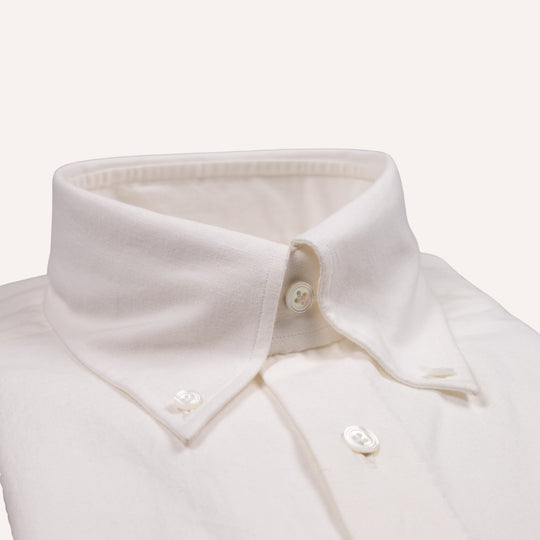White Brushed Heavy Oxford Button Down Shirt - Tailored Fit