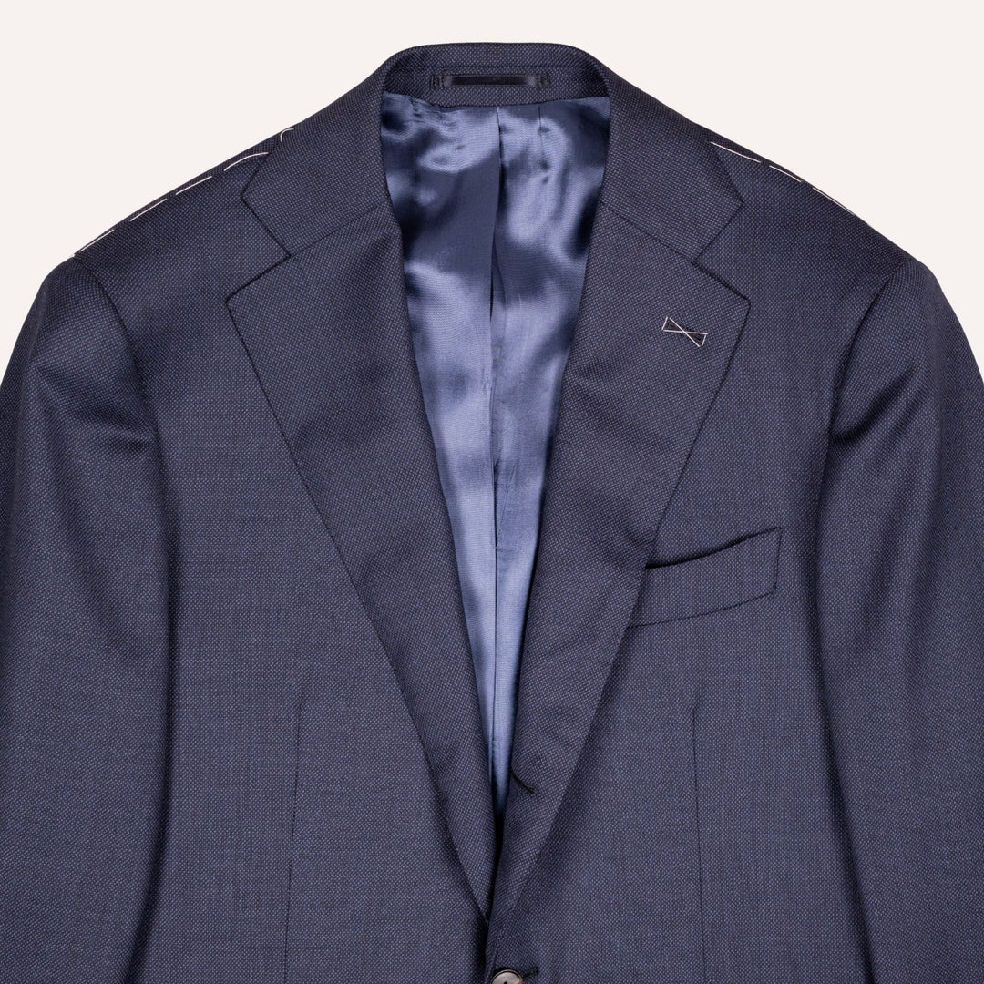 Dark Slate Blue S120 Birdseye Wool Suit - Black Line