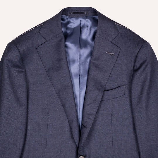 Dark Slate Blue S120 Birdseye Wool Suit - Black Line