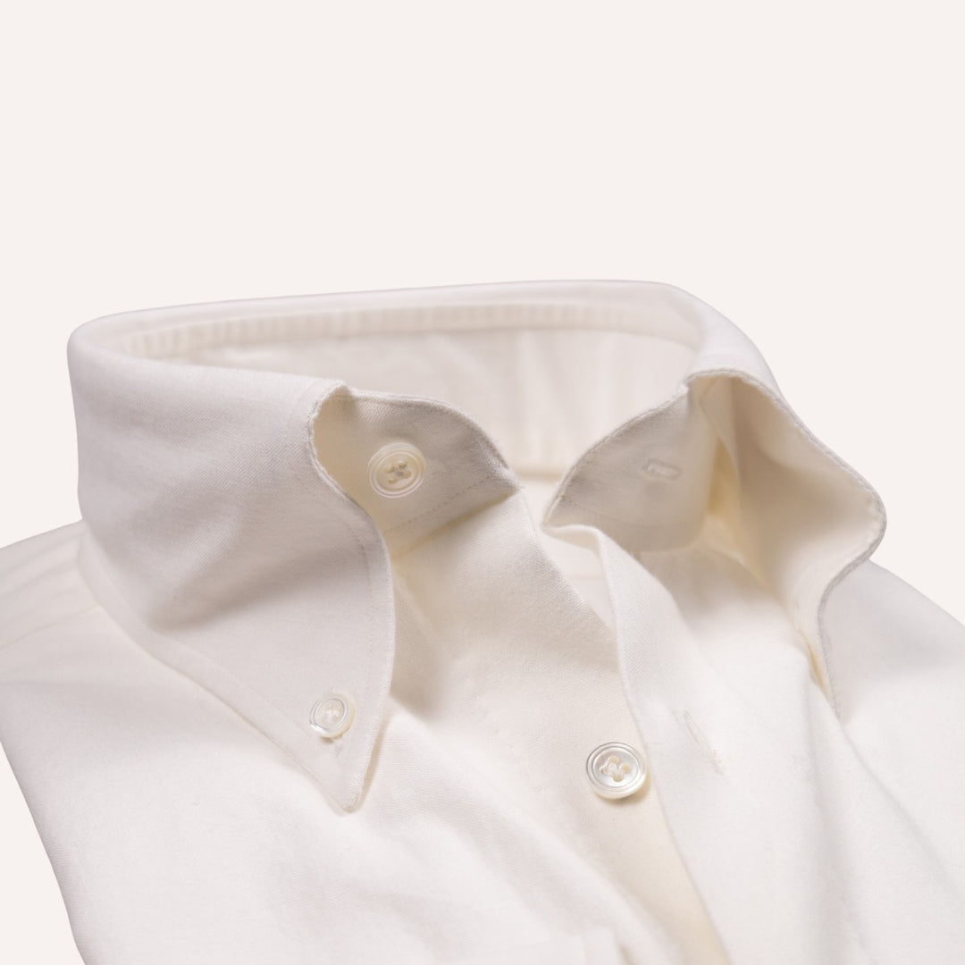 White Brushed Heavy Oxford Button Down Shirt - Tailored Fit