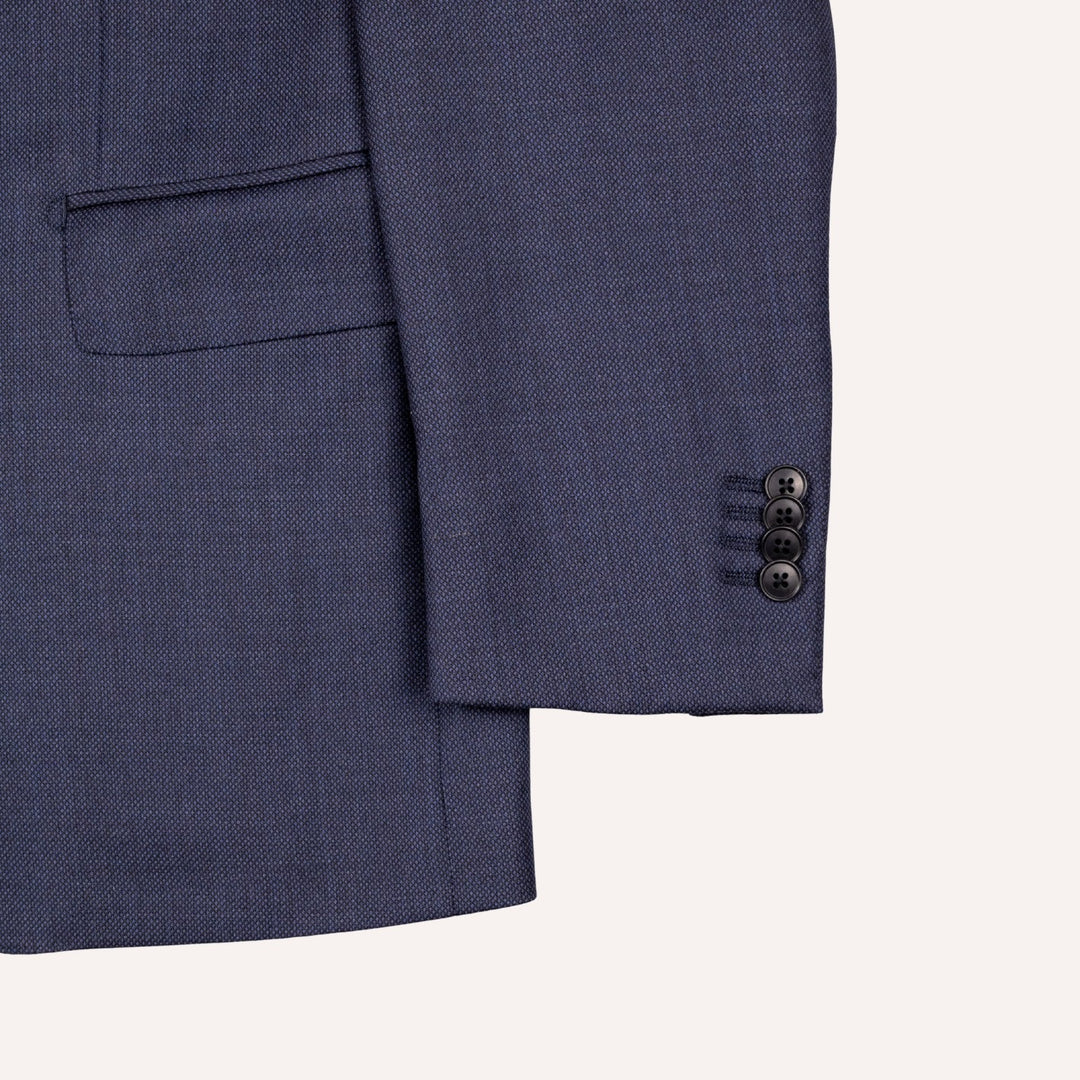 Dark Slate Blue S120 Birdseye Wool Suit - Black Line