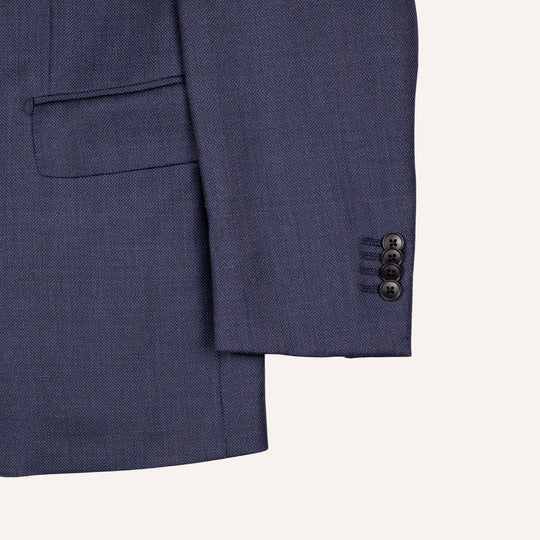 Dark Slate Blue S120 Birdseye Wool Suit - Black Line