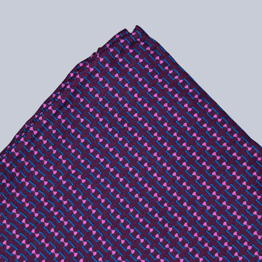 Purple Pink & Blue Chain Pattern Pocket Square