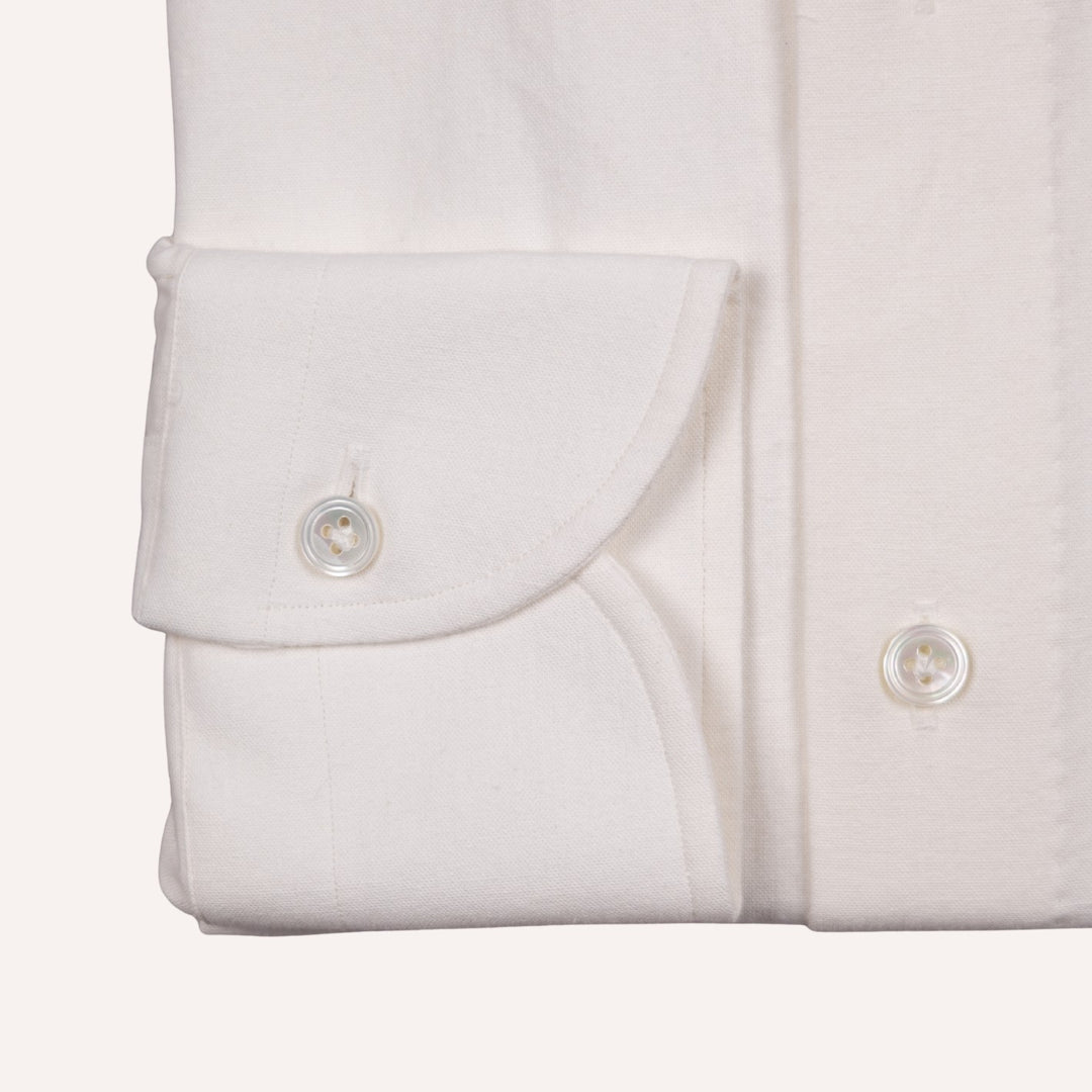 White Brushed Heavy Oxford Button Down Shirt - Tailored Fit