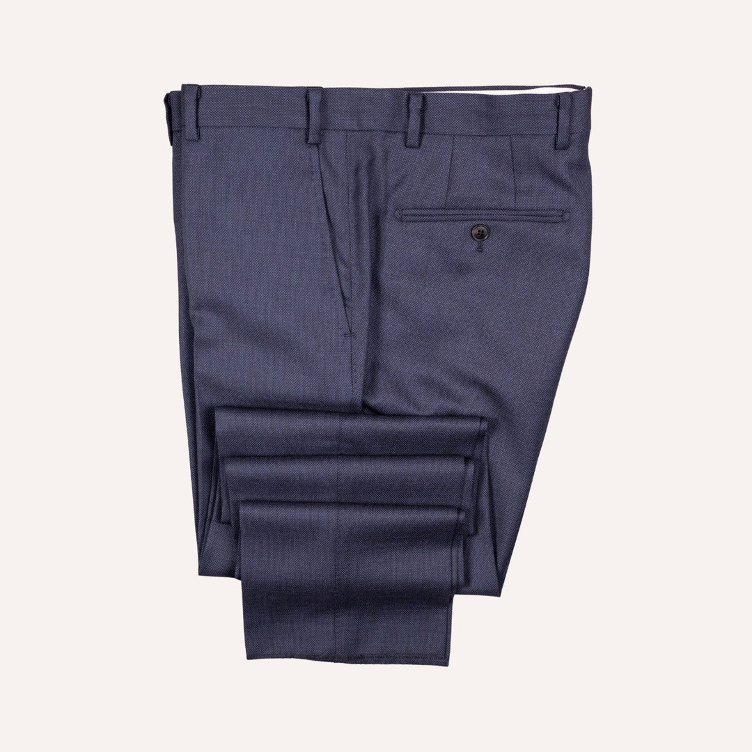 Dark Slate Blue S120 Birdseye Wool Suit - Black Line