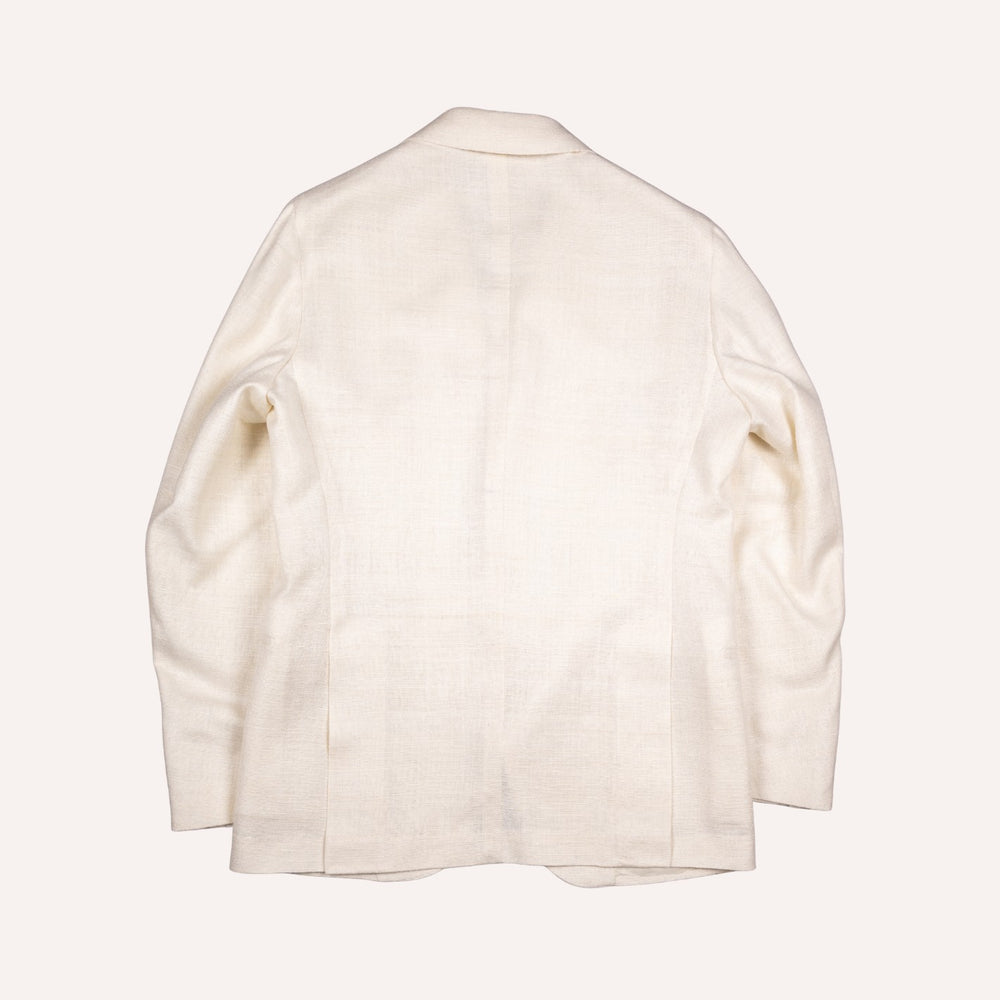 Eggshell White Silk Peak Lapel Dinner Jacket