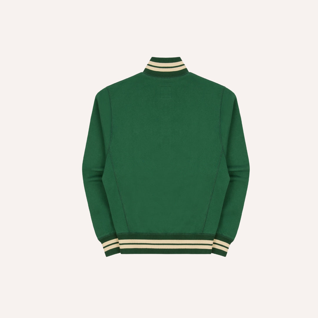 Green & Ecru Cotton Full-Zip Sweatshirt