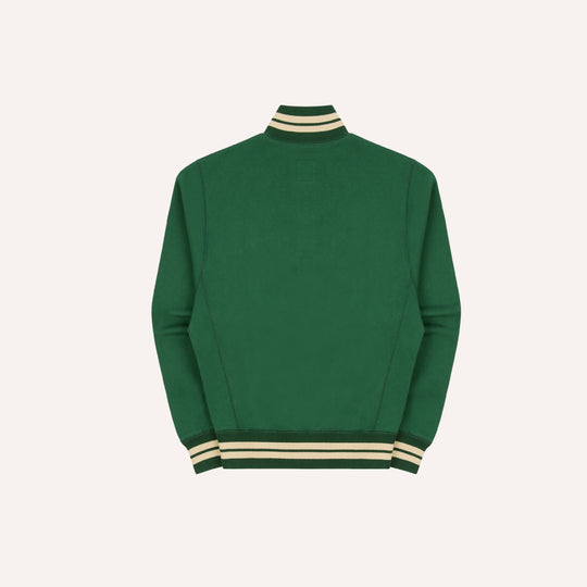 Green & Ecru Cotton Full-Zip Sweatshirt